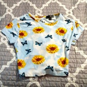 Sunflower Butterfly Split Crop Top